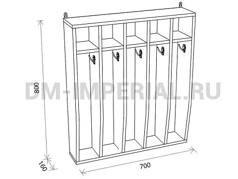 Оснащение детских садов, Шкафы, Шкаф для полотенец навесной 5-ти секционный ШП-001-5