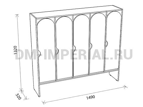 Оснащение детских садов, Шкафы, Шкаф для одежды 5-ти секционный стандарт ШР-001-С-5