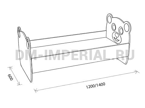Оснащение детских садов, Кровати, Кровать ЛДСП Мишутка с рисунком и лапами КР-003-Р-Л