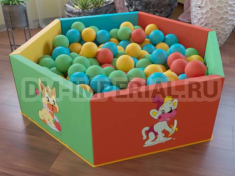 Оснащение детских садов, Мягкие модули, Сухой бассейн Шестигранник малый с рисунком ММ-СБ-043