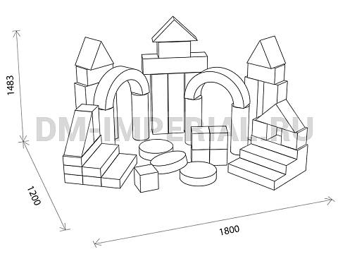 Оснащение детских садов, Мягкие модули, Мягкий конструктор Юный строитель ММ-МК-03.029