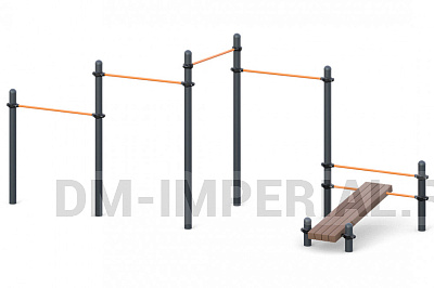 Каскад разноуровневых турников с лавкой для преса W-02-002