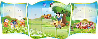 "Белоснежка и семь гномов", комплект из 3-х резных стендов