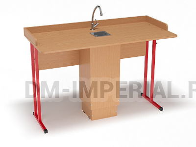 Стол лабораторный химии, с сантехникой на квадратной трубе