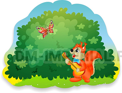 "Белочка под кустом", резной стенд