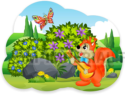 "Белочка под кустом", резной стенд