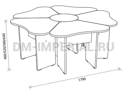 Оснащение детских садов, Столы, Стол Ромашка 5-ти секционный СТ-027-Ц