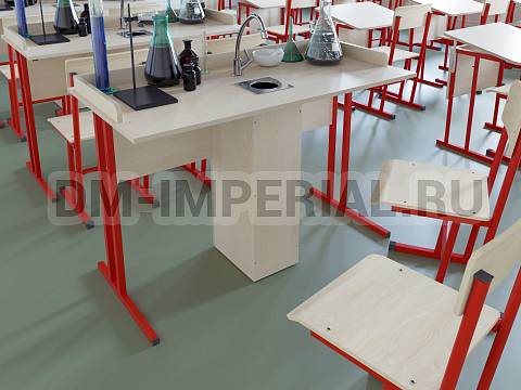 Оснащение школ, Мебель для специальных и компьютерных классов, Стол лабораторный химии, с сантехникой на квадратной трубе ШМ-СК-005