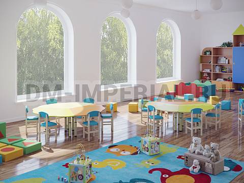 Оснащение детских садов, Столы, Стол Ромашка 3-х секционный на регулируемых ножках СТ-023-Ц