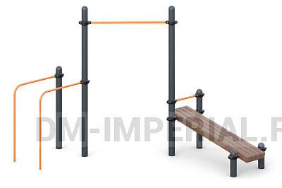 Турник с брусьями и лавкой для преса W-01-007