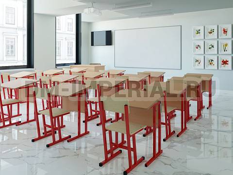 Оснащение школ, Школьные парты, Стол ученический 1-но местный нерегулируемый на квадратной трубе с наклонной столешницей МШ-ШП-001.1-Н