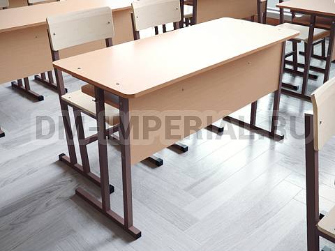 Оснащение школ, Школьные парты, Стол ученический 2-х местный нерегулируемый на квадратной трубе с полкой МШ-ШП-001.2.П