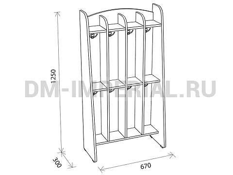 Оснащение детских садов, Шкафы, Шкаф для пол. 2-х ярусный 4-х секционный Волна ШП-006-4