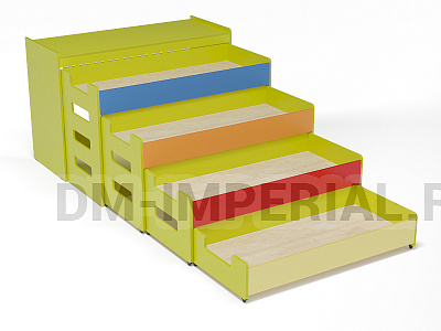 Кровать 4-х ярусная выкатная с тумбой