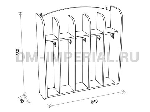 Оснащение детских садов, Шкафы, Шкаф для полотенец навесной Волна 5-ти секционный ШП-003-5