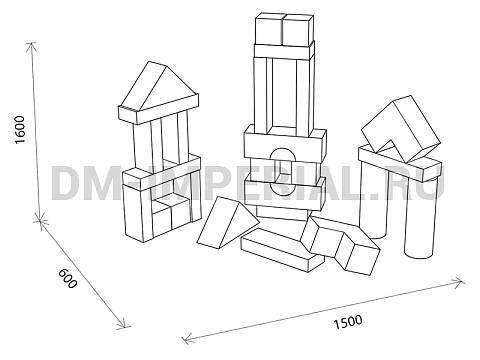 Оснащение детских садов, Мягкие модули, Мягкий конструктор Небоскреб ММ-МК-03.023