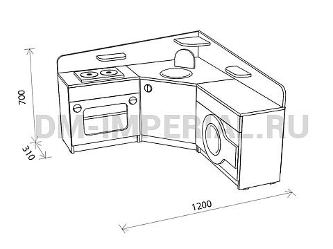 Оснащение детских садов, Игровая мебель, Кухня угловая со стиральной машиной ИМ-041