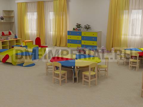 Оснащение детских садов, Столы, Стол Ромашка 6-ти секционный на регулируемых ножках из ЛДСП СТ-025-Ц