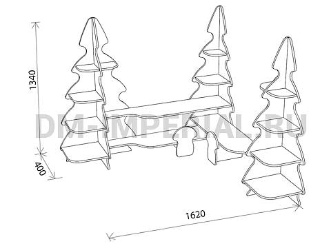 Оснащение детских садов, Шкафы, Стеллаж Опушка ШС-090