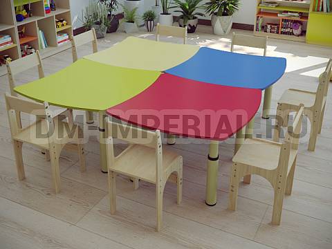 Оснащение детских садов, Столы, Стол Эргономический (4 секции) на регулируемых ножках СТ-031-Ц