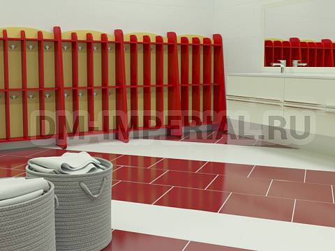 Оснащение детских садов, Шкафы, Шкаф для пол. 2-х ярусный 4-х секционный Волна ШП-006-4