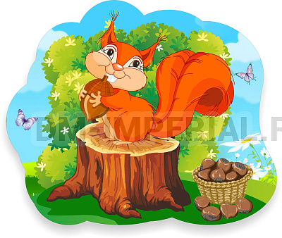 "Пенек с белочкой", резной стенд