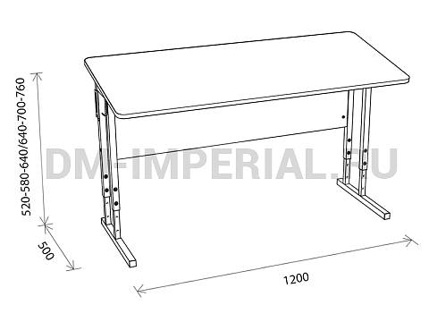 Оснащение школ, Школьные парты, Стол ученический 2-х местный регулируемый на квадратной трубе с наклонной столешницей МШ-ШП-005.2-Н