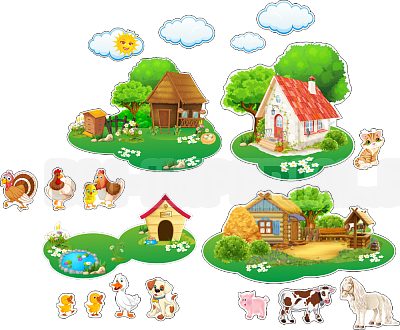 "Кто где живет. Деревня". Комплект магнитных стендов