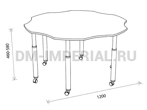 Оснащение детских садов, Столы, Стол Цветочек на регулируемых ножках и колесах СТ-021-К