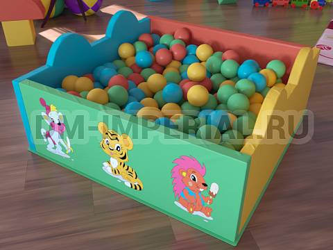 Оснащение детских садов, Мягкие модули, Сухой бассейн Квадратный Волна малый с рисунком ММ-СБ-053