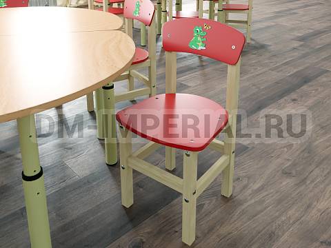 Оснащение детских садов, Стулья, Стул Богатырь, лак/краска, с рисунком  С-005.02-Р