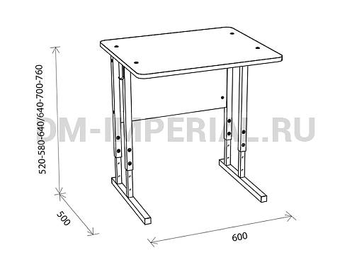 Оснащение школ, Школьные парты, Стол ученический 1-но местный регулируемый на квадратной трубе МШ-ШП-005.1