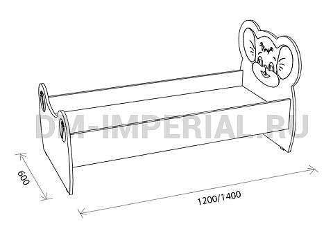 Оснащение детских садов, Кровати, Кровать ЛДСП Мышонок с рисунком КР-004.02-Р