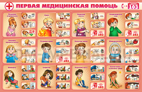 Информационные стенды, Оформление стендов для сада, Первая помощь ДС-1041