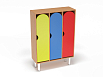 Шкаф 3-х секционный на металлических ножках стандарт (каркас бук с разноцветными фасадами, Вариант 4)