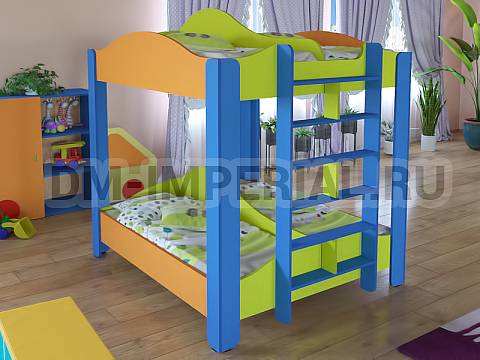 Оснащение детских садов, Кровати, Кровать ЛДСП 2-х ярусная 4-х местная КР-025