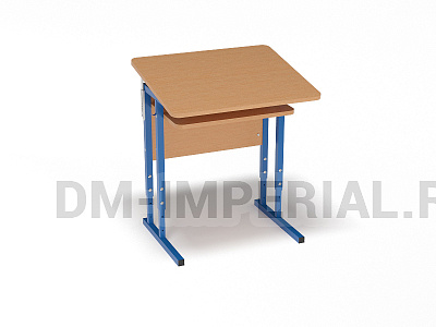 Стол ученический 1-но местный регулируемый на квадратной трубе с наклонной столешницей и полкой