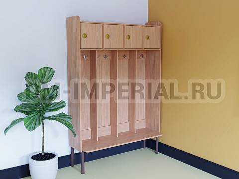 Оснащение школ, Мебель для гардеробов, Шкаф для раздевалки 4 места ШМ-МР-001-4