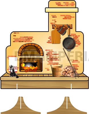 Печка, резной стенд